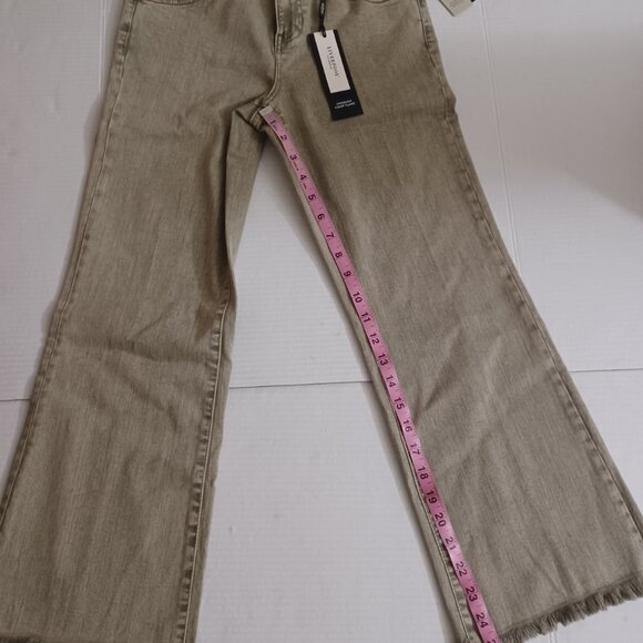 LIVERPOOL HANNAH CROP FLARE FRAY HEM MINERAL LAUREL OLIVE SIZE 4/27 - Picture 11 of 15